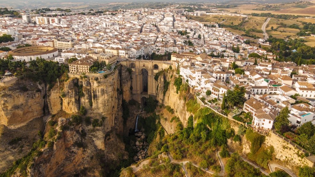 Aerial shot of Ronda city in Spain
